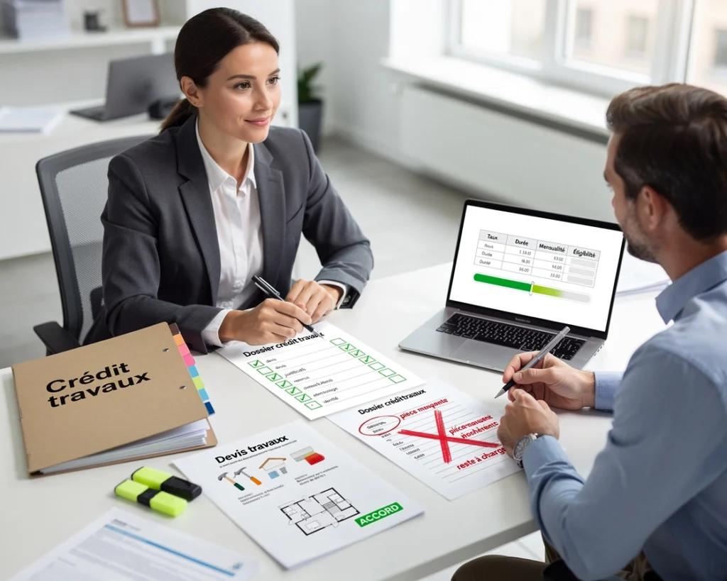 une banquièr discute avec un client de prêts travaux